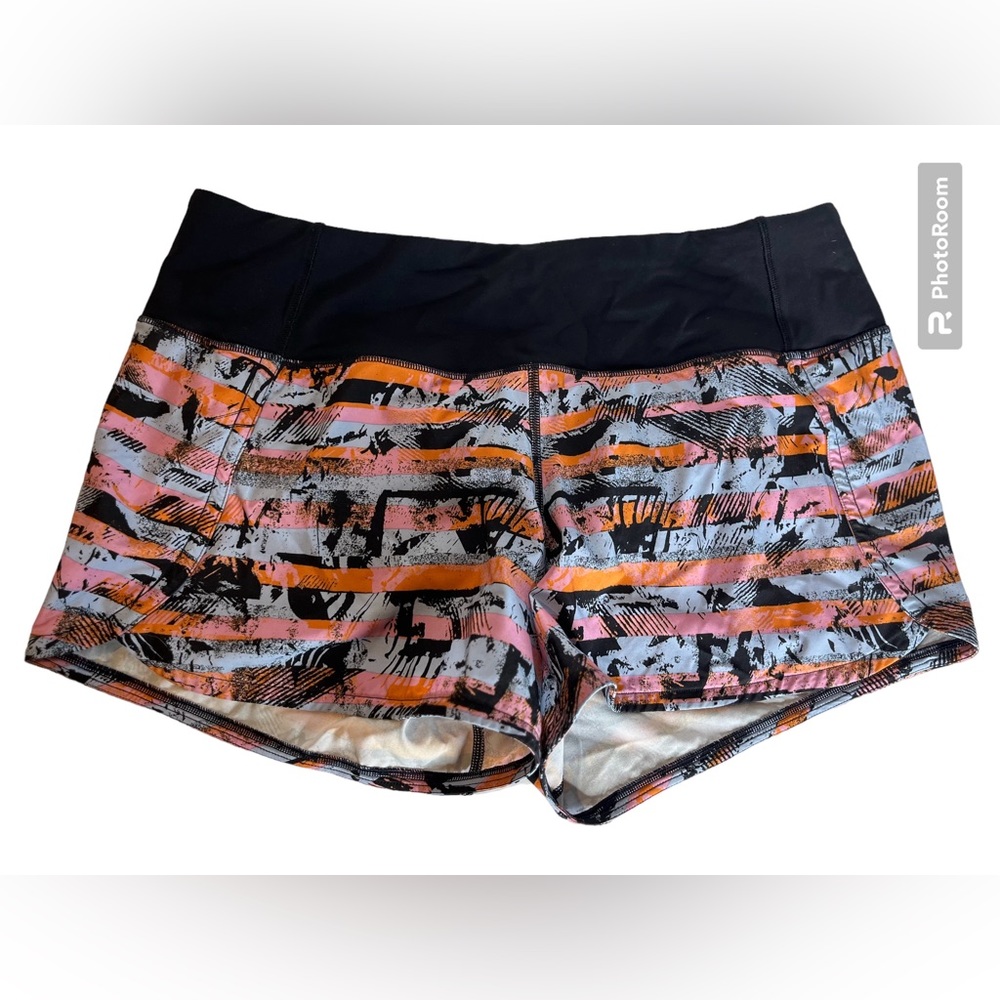 Lululemon Speed Up Shorts Inversion Multi Colored Black Size 6